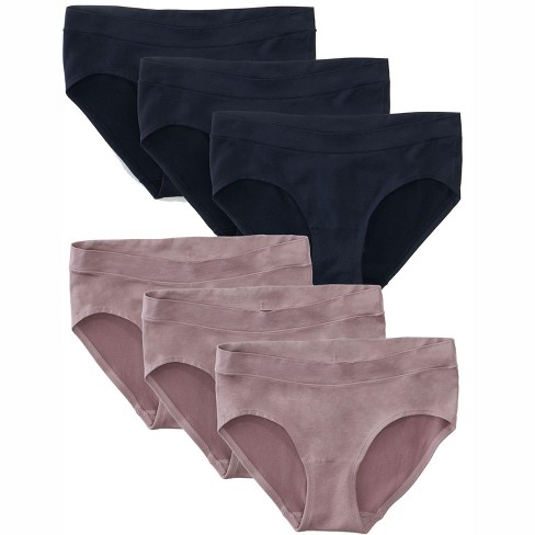 Ingrid & Isabel Maternity Seamless Underwear Bundle 6 Pack Black & Mauve  Size M