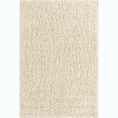 Pure Ivory Rectangular 4' x 6' Synthetic Shag Area Rug