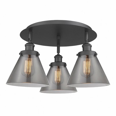 Cone - 3 Light Flush Mount In Art Deco Style-9.5 Inches Tall and 19.5 Inches Wide
