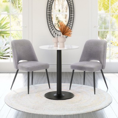 Gray Velvet Upholstered Side Chair with Metal Legs