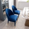 Velvet Dining Chairs Set of 2,Upholstered Armless Kitchen Chairs With Solid Wood Legs,Curved Backrest Kitchen Chairs,Accent Chair-Cuddlewood - 3 of 4