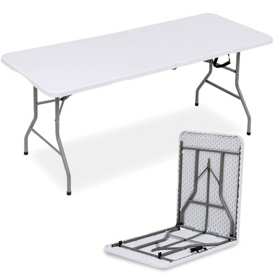 SUGIFT 6ft Plastic Rectangle Folding Table, White