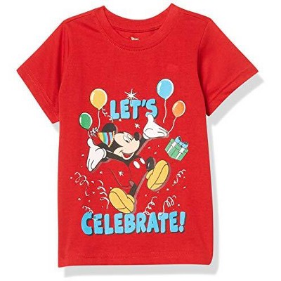 Disney Boy's Mickey Mouse Let's Celebrate! Birthday Party Shirt, 100% Cotton for toddler