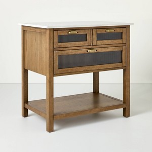 36" Reeded Glass & Wood Kitchen Island - Hearth & Hand™ with Magnolia - 1 of 4