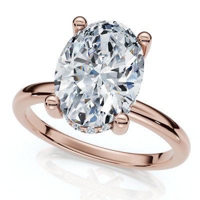 Pompeii3 2 1/10Ct Oval Diamond Side Halo Engagement Ring 14k Gold or Platinum Lab Created