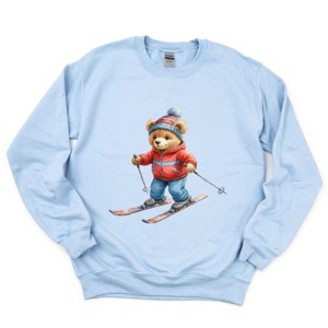 Skiing Bear Watercolor - Women's Graphic Sweatshirt - 1 of 4
