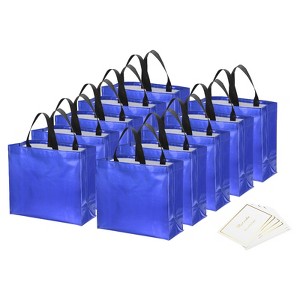 Unique Bargains Reusable Non-Woven Metallic Shiny Finish Gift Goodie Bags 12 Pcs - 1 of 4