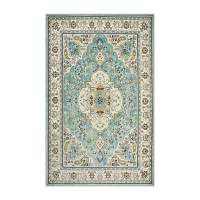Lahome Medallion Floral Hallway Area Rug–Soft Low Pile Washable Non-Slip Carpet for Kitchen,Bedroom, Living Room,or Dining Room