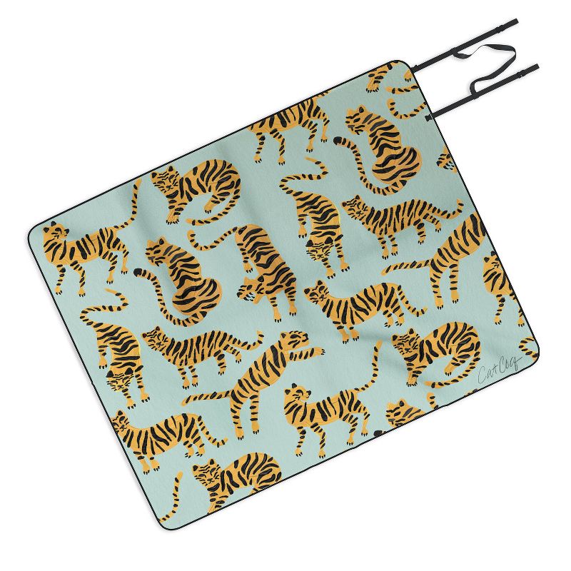 Cat Coquillette Tiger Collection Mint Orange Picnic Blanket - Deny Designs, 1 of 4