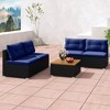 Tangkula 5 Piece Outdoor Furniture Set w/ Seat & Back Cushions Acacia Wood Tabletop - 4 of 4