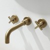 ChicFurnit Bathroom Sink Faucet Double Handle Wall Mount Design for Modern Lavatories, Gold, 14"*10"*3" - 4 of 4