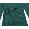 Womens Long Sleeve Sweater Dress High Waist Pleated Midi Dress Slim Fit Tie Waist Sweater Knit Jewel Neck Formal Dress Winter Sweater Dress - 3 of 4