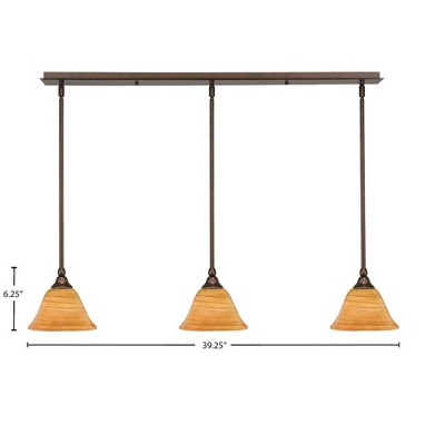 Toltec Lighting Any 3 - Light Chandelier in  Bronze with 7" Firré Saturn Shade