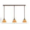 Toltec Lighting Any 3 - Light Chandelier in  Bronze with 7" Firré Saturn Shade - 2 of 2