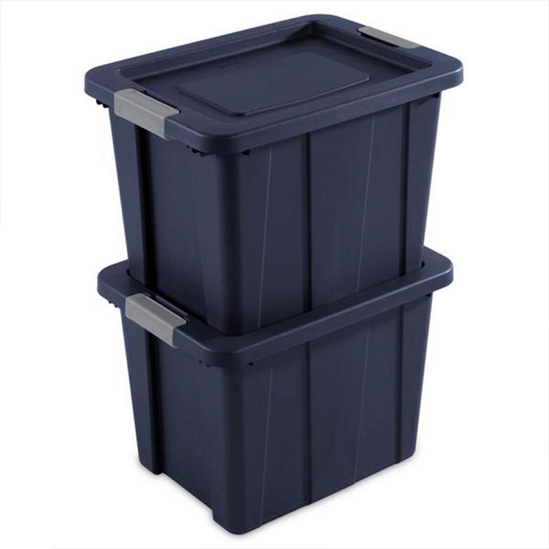 Sterilite Tuff1 18 Gallon Plastic Stackable Basement Garage Attic Storage Organizer Tote Container Bin with Latching Lid, Dark Indigo Blue (24 Pack), 3 of 7