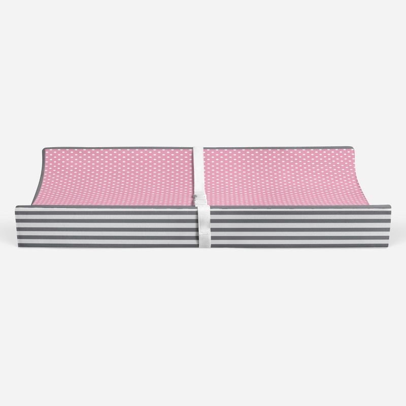 Bacati - Elephants Pink/Gray Pink Pin Dots Quilted Top Changing Pad Cover, 5 of 9