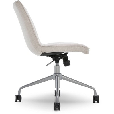 Ivory White High-Back Armless Task Chair with Polished Metal Base