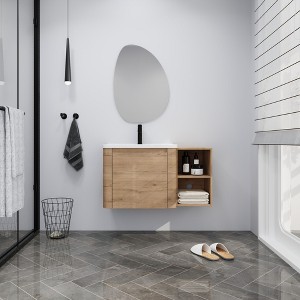 GDFStudio Nibley Wall-Mounted Bathroom Vanity with Ceramic Sink - 1 of 4
