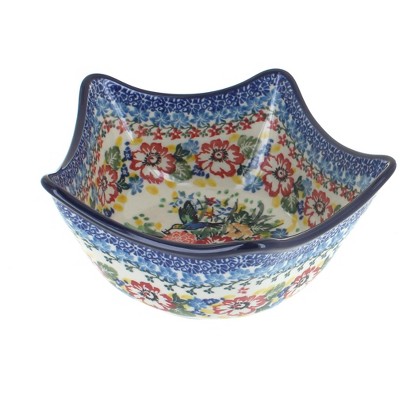 Blue Rose Polish Pottery Hummingbird Five Point Bowl