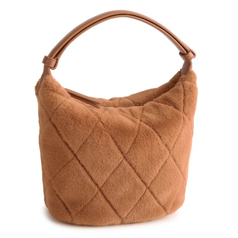 Vera Bradley Women's Faux Fur Astoria Shoulder Bag Roasted Pecan