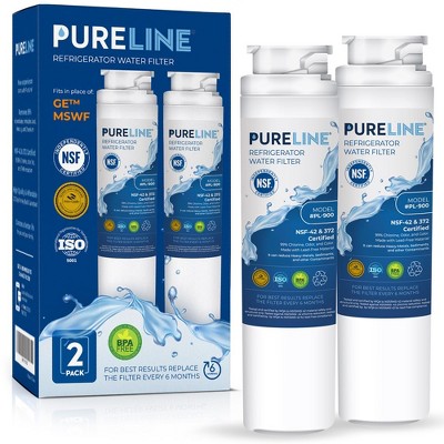 PureLine GE MSWF Refrigerator Water Filter Replacement, Compatible with RWF1500A, 101820A, 101821B Filters (2 Pack)