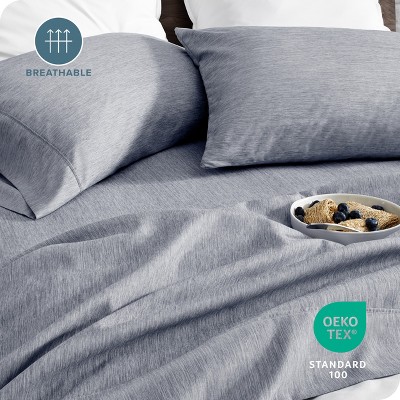 Heather Midnight Blue Twin XL Microfiber Deep Pocket Sheet Set