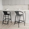 Emma & Oliver Massalia Set of Four Indoor/Outdoor Stacking Thonet Bistro Style Chairs with Arms, Textilene Seat and Bamboo Finished Metal Frame - 2 of 4