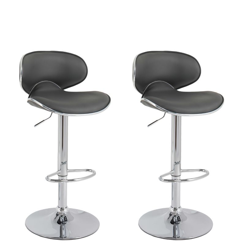 Set of 2 Curved Form Fitting Adjustable Bonded Leather Barstool Dark Gray - CorLiving, 1 of 10
