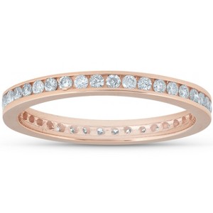 Pompeii3 1/2 Ct Diamond Eternity Ring 14k Rose Gold Channel Set Wedding Band - 1 of 4
