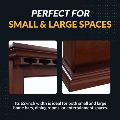 Elegant Seville Walnut Full-Length Bar Mirror with Stemware Storage