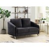 VYNXARIA 55" Black Velvet Modern Chic Loveseat Couch,Sofa for Living Room Bedroom - 2 of 4