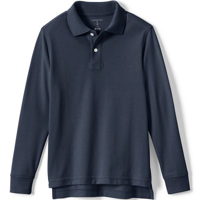 Lands' End School Uniform Kids Long Sleeve Mesh Polo Shirt
