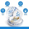 Trendables 200 Pc Botanical Dinnerware Set for 40 Guests | Blue Floral Plates & Gold Silverware | Fancy Disposable Tableware - 4 of 4