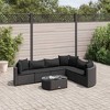 vidaXL Patio Sofa Set with Cushions Lounge Setting Outdoor Furniture Poly Rattan - Black 6 Piece - 2 of 4
