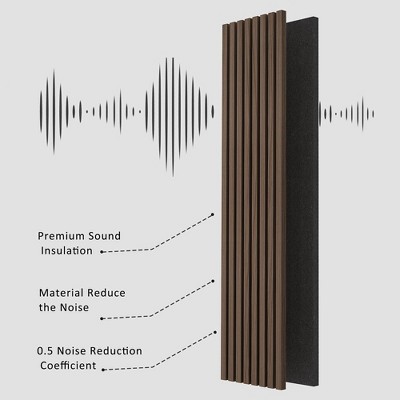 Walnut Acoustic Wood Slat Wall Panels, 94.49” x 12.6”