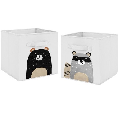 Sweet Jojo Designs Boy or Girl Gender Neutral Unisex Set of 2 Kids' Decorative Fabric Storage Bins Woodland Pals Multicolor