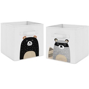 Sweet Jojo Designs Boy or Girl Gender Neutral Unisex Set of 2 Kids' Decorative Fabric Storage Bins Woodland Pals Multicolor - 1 of 3