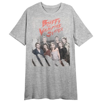 Buffy The Vampire Slayer Cast And Logo Women's Heather Gray Short ...