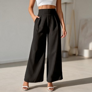 dress pants flowy Wide Leg High Waist Pants | Flowy Everyday Pants