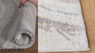 Ivory and Gray Abstract Shag Runner Rug 2'2" x 9'