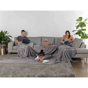 Truly Soft Velvet Plush Family Blanket Gray - 1 of 4