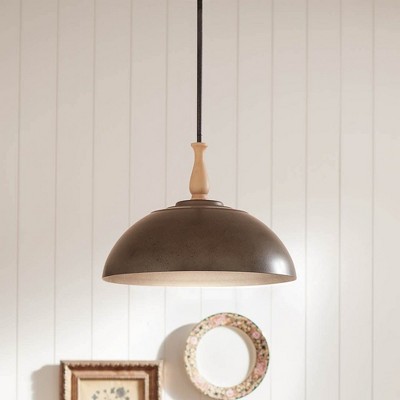 Fira Anvil Iron and Beech 18'' Single Pendant Light
