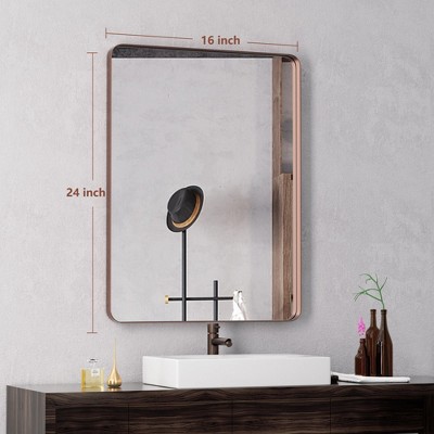 PAIHOME Wall-Mounted Mirror With Rounded Corners Rectangular Decorative Mirrors