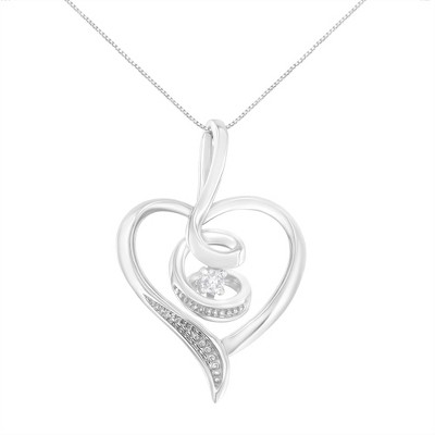 Haus of Brilliance 10K White Gold Diamond Accent Diamond Swirl Open Heart Pendant Necklace