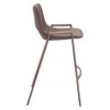 Faux‑Leather Counter Stool 35.6" H, Brown Walnut Finish with Steel Legs by Zuo Modern (Set of 2) - 4 of 4