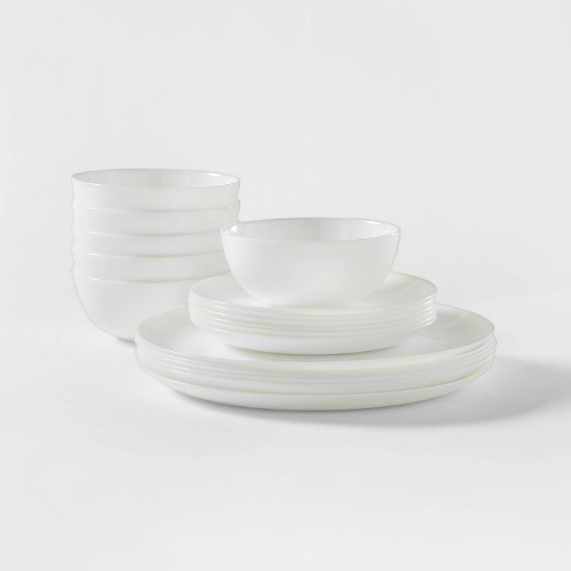 Glass 18pc Dinnerware Set White - Threshold&#8482;, 1 of 10