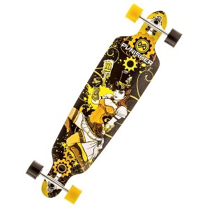 Punisher Skateboards Steampunk Drop-Through Canadian Maple Longboard Skateboard with Concave Deck, Yellow/Black, 40-Inch - 1 of 4
