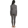 Memoi Women's Luxe Ribbed Long Sleeve Top and Pants Set Black XS - 3 of 4