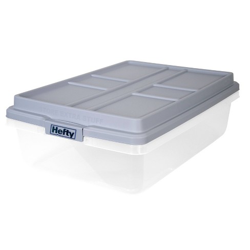 Hefty 40qt Clear Plastic Storage Bin With Gray Hi-rise Stackable Lid :  Target