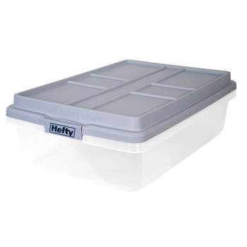 Hefty 40qt Clear Plastic Storage Bin with Gray HI-RISE Stackable Lid